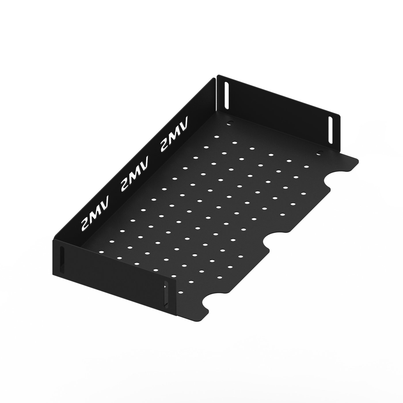 Cable Management Box — accessoire en acier découpé au laser pour cockpit sim racing VMS, fabriqué en Tunisie par VMS — vue 3