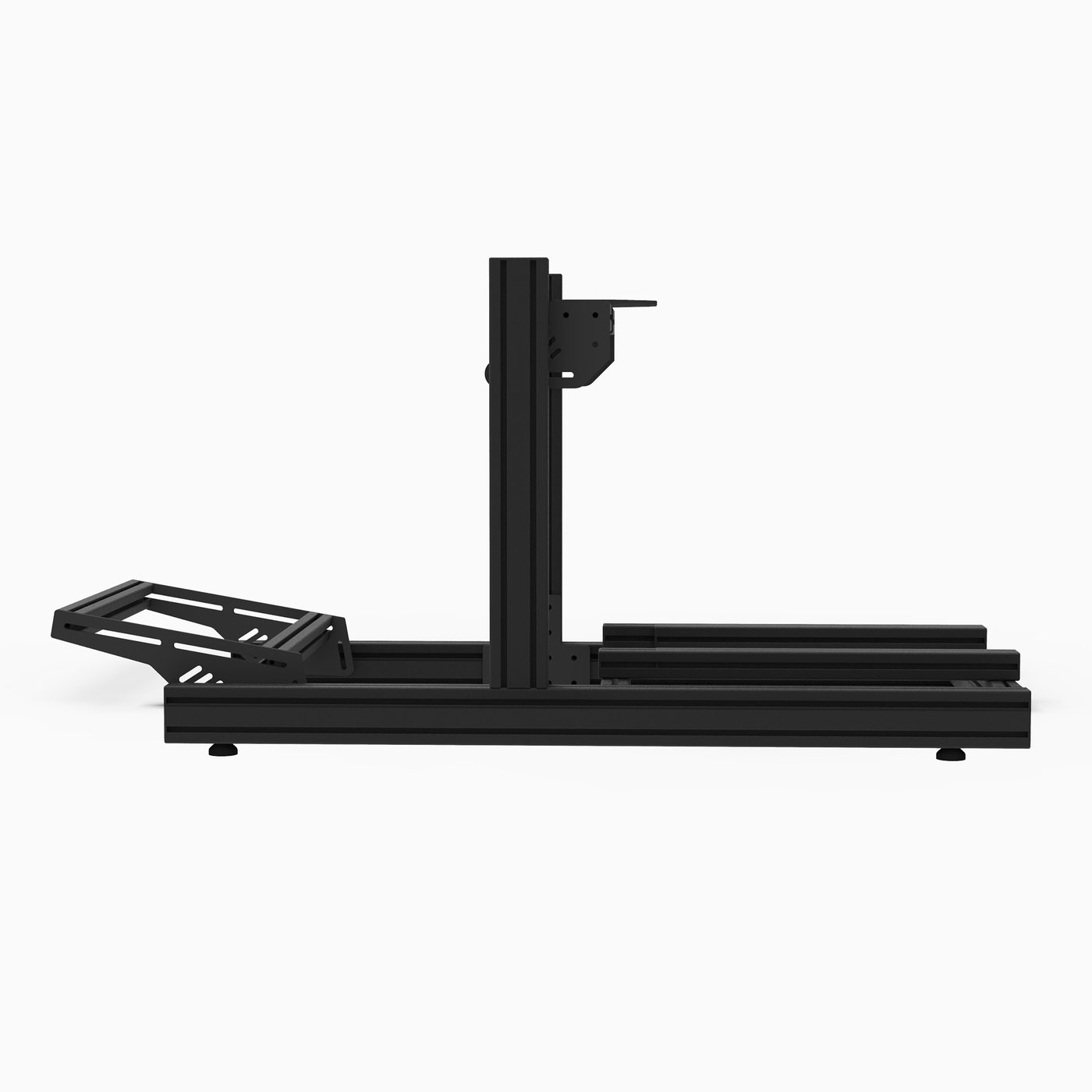 Cockpit Prime One — cockpit sim racing en profilé aluminium industriel 40×80, thermolaquage noir, fabriqué en Tunisie par VMS — vue 3