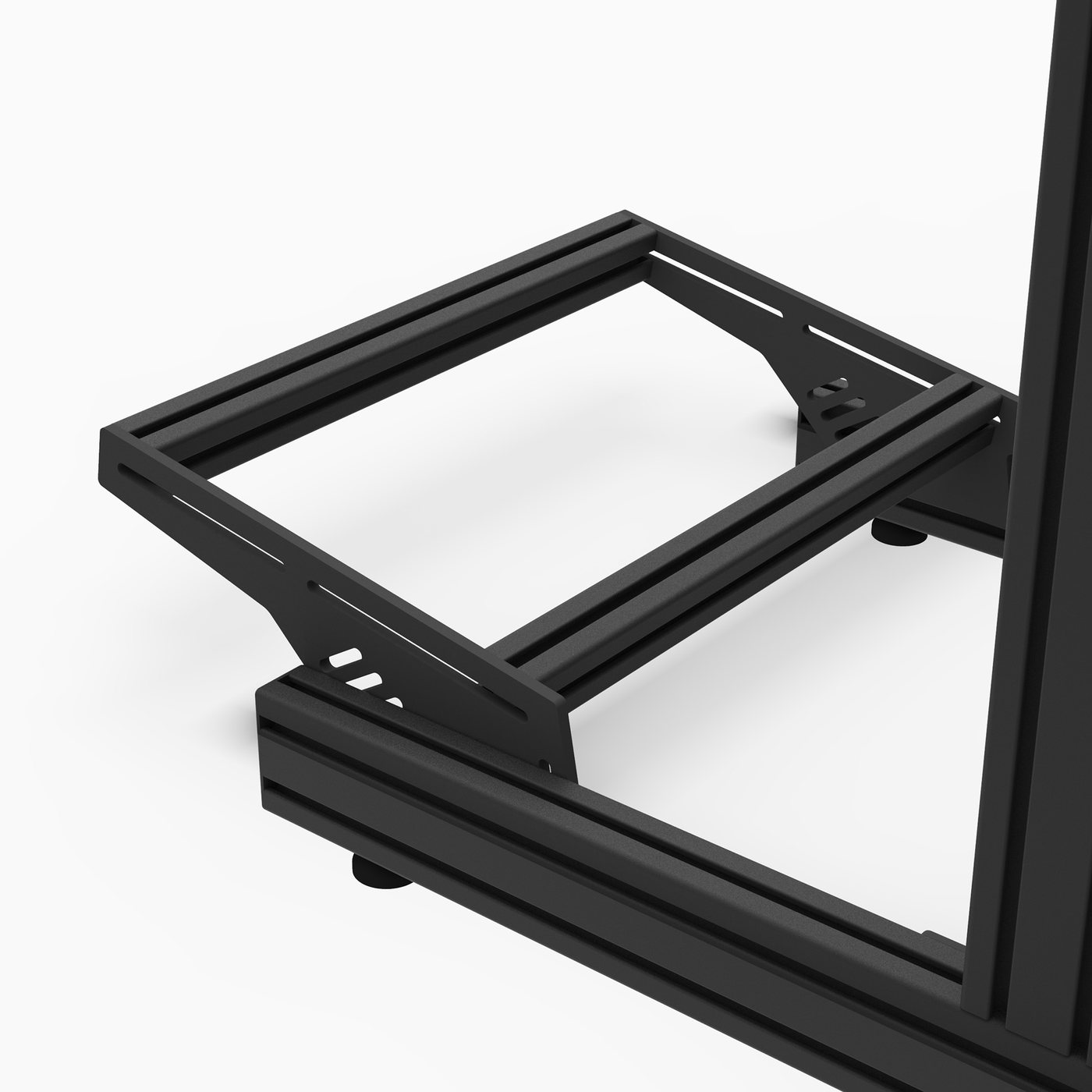 Cockpit Prime One — cockpit sim racing en profilé aluminium industriel 40×80, thermolaquage noir, fabriqué en Tunisie par VMS — vue 4