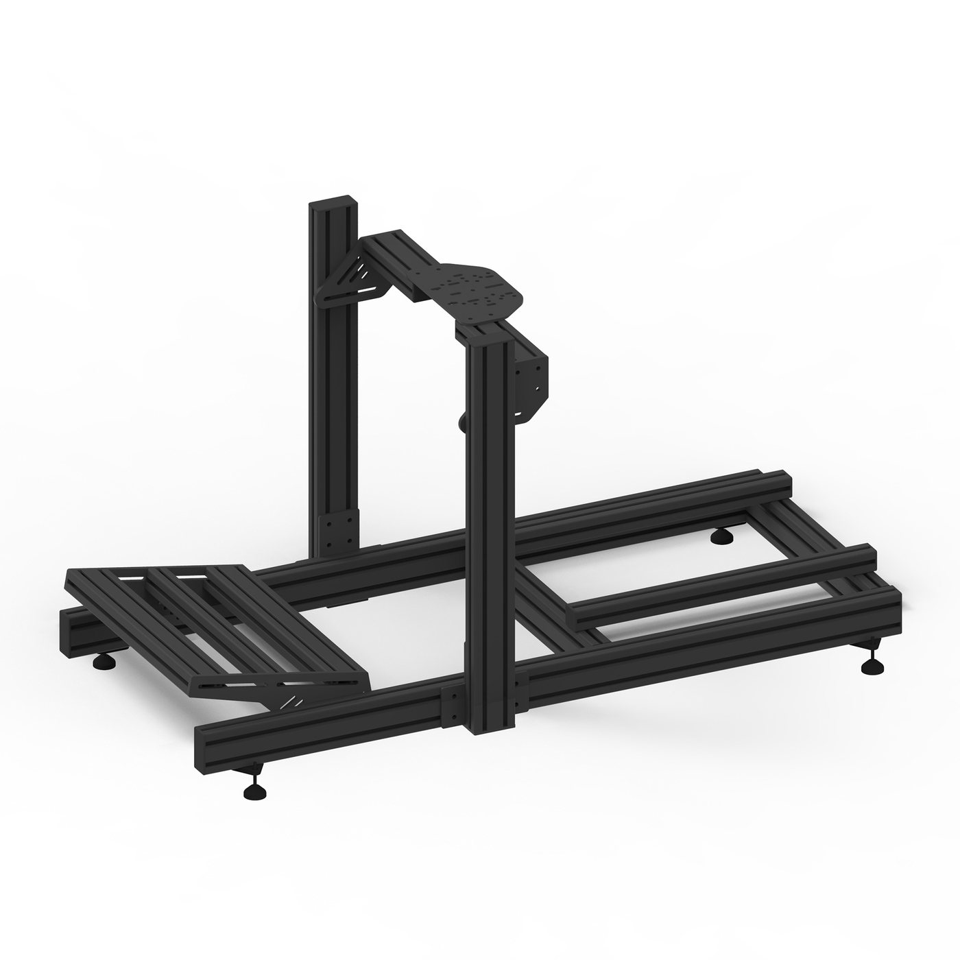 Cockpit Prime Pro — cockpit sim racing en profilé aluminium industriel 40×80, thermolaquage noir, fabriqué en Tunisie par VMS — vue 1