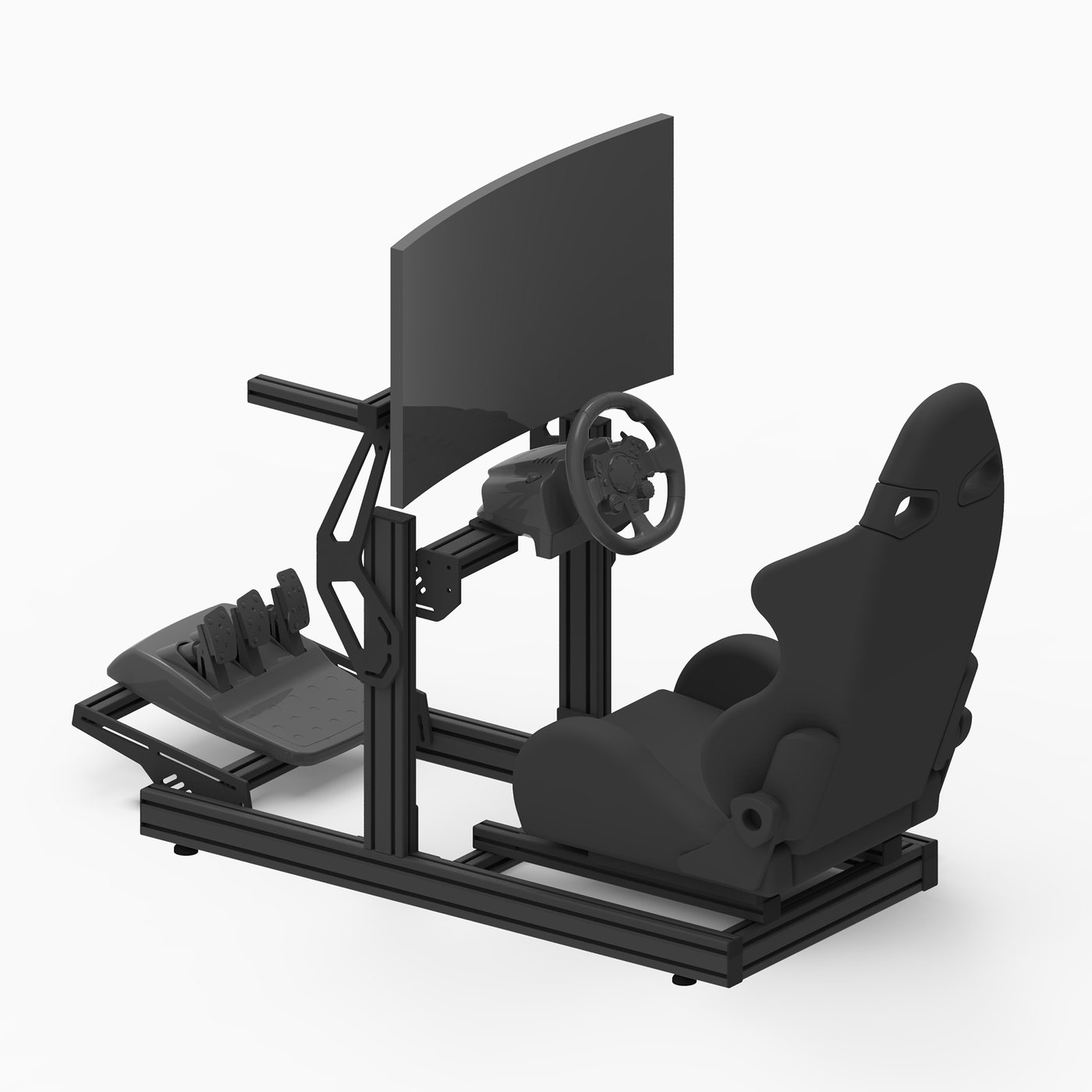 Prime One Full Setup — cockpit sim racing complet avec véritable siège baquet automobile, fabriqué en Tunisie par VMS — vue 2