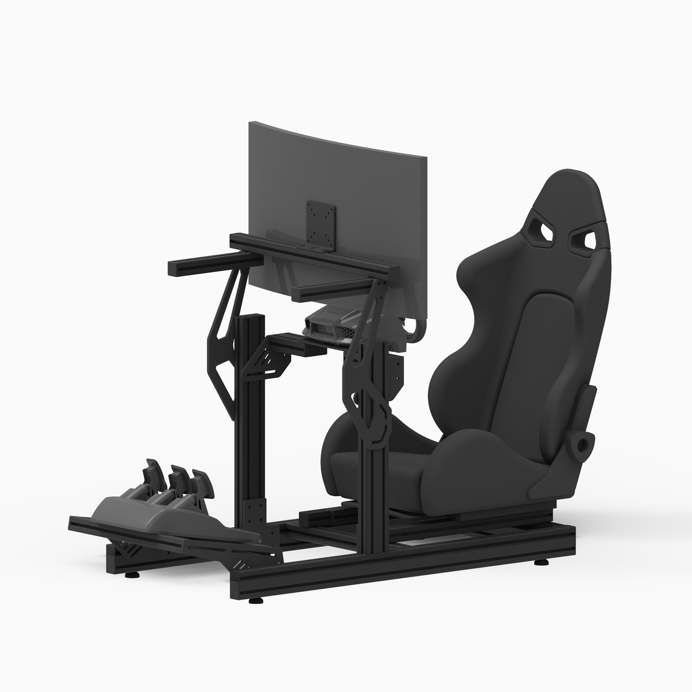 Prime One Full Setup — cockpit sim racing complet avec véritable siège baquet automobile, fabriqué en Tunisie par VMS — vue 3