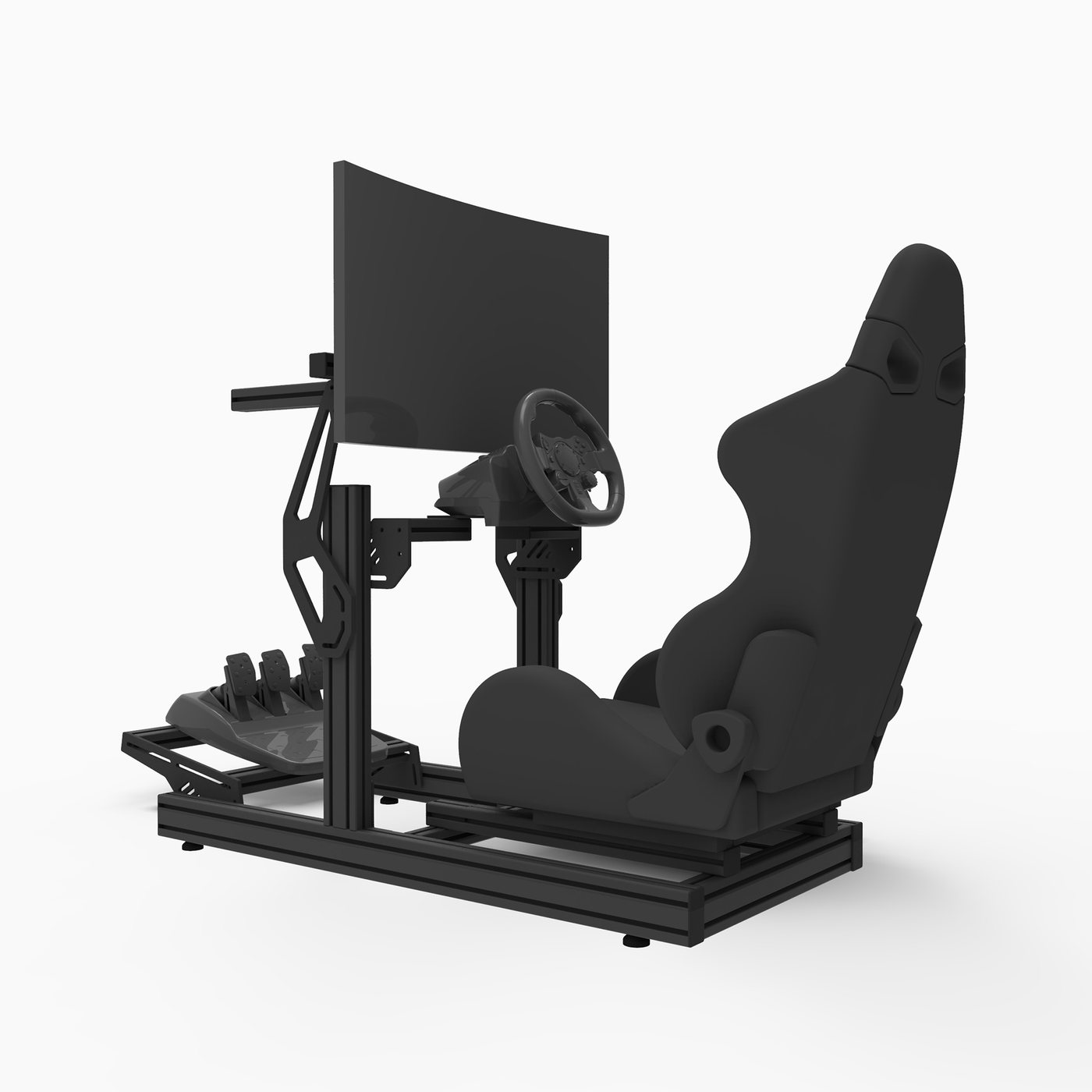 Prime One Full Setup — cockpit sim racing complet avec véritable siège baquet automobile, fabriqué en Tunisie par VMS — vue 4