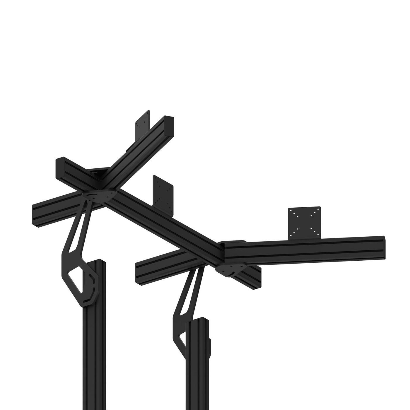 Support Triple Écran Intégré Prime — support écran intégré pour cockpit sim racing en aluminium, fabriqué en Tunisie par VMS — vue 2