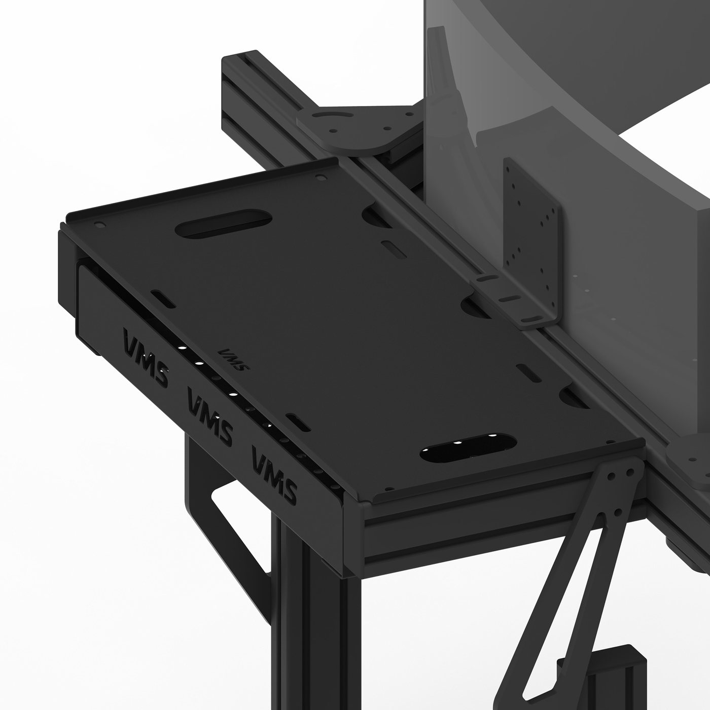 Support Unité Centrale Prime Pro — accessoire en acier découpé au laser pour cockpit sim racing VMS, fabriqué en Tunisie par VMS — vue 4